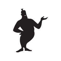 A Humorous Silhouette of a Genie, An Enigmatic Figure Gesturing with Intrigue and Fantasy