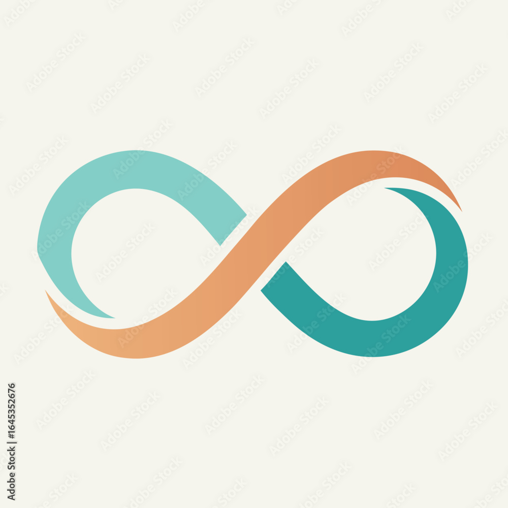 Poster minimalist infinity loop logo design with a thin brush stroke effect