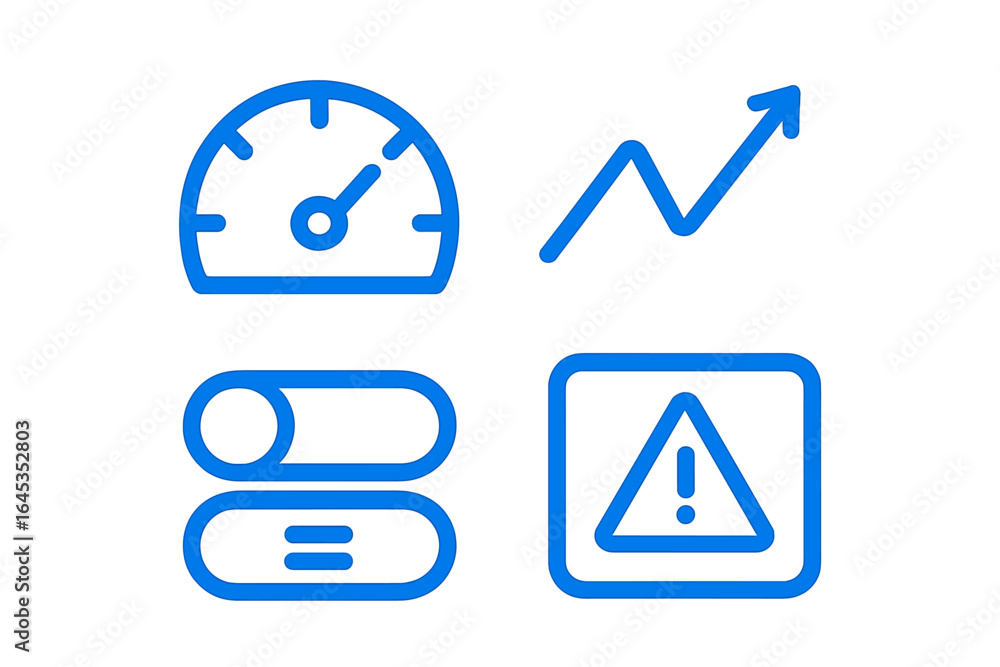 Poster graphical representation of performance metrics and warning indicators in a digital dashboard settin