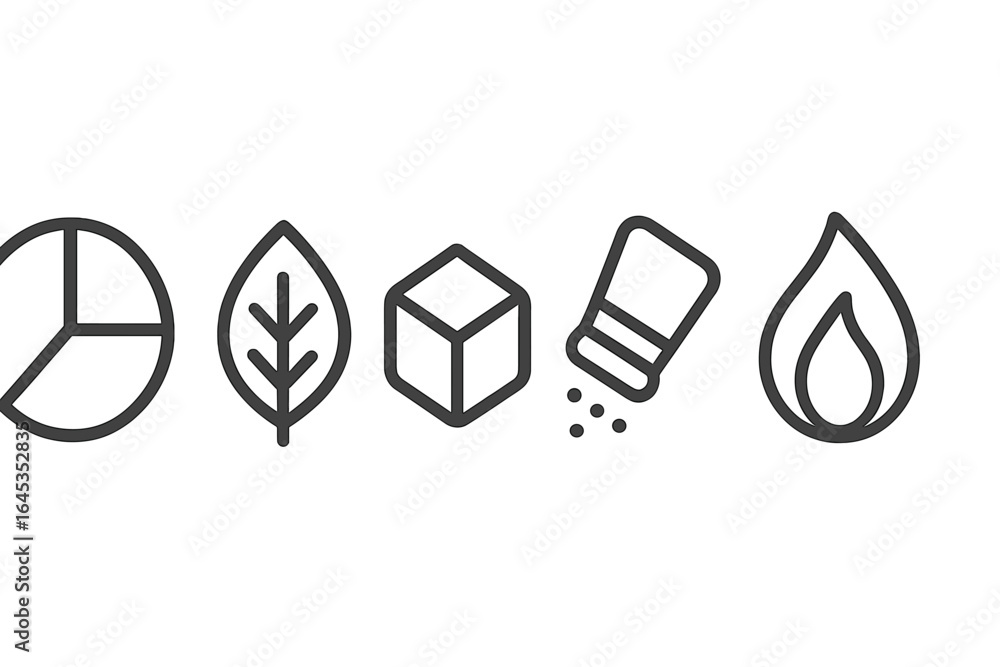 Aufkleber elements of nature and resources represented through simple icons in a minimalist design