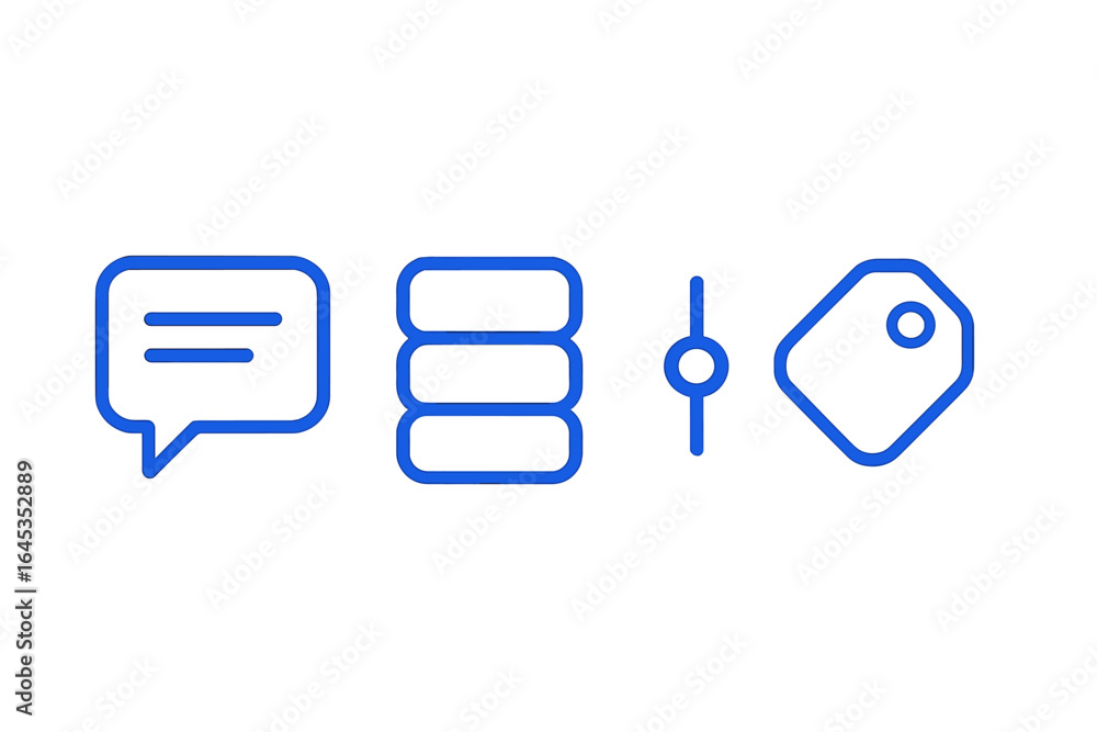 Aufkleber communication icons representing messaging, data organization, filtering, and labeling relevant in d