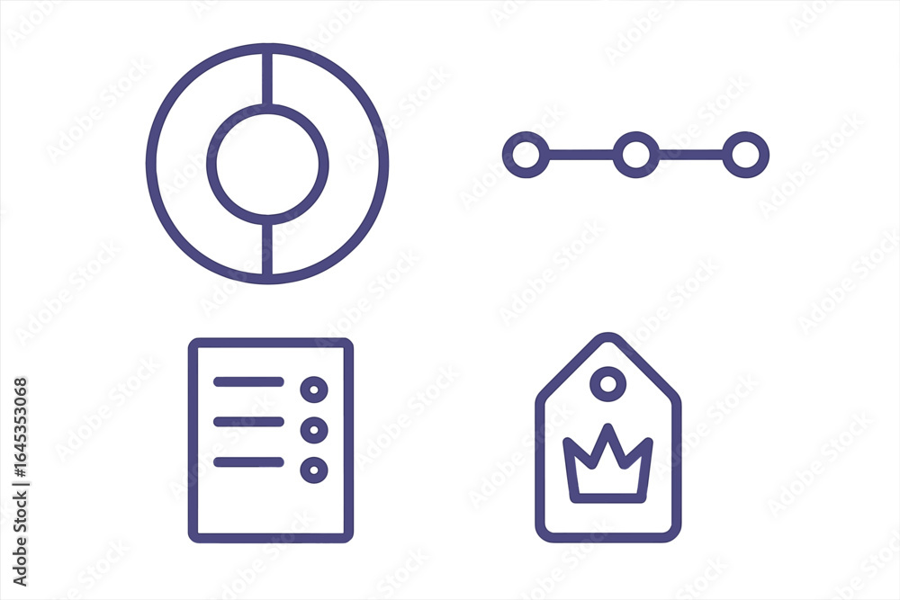 Poster visual elements featuring icons representing tools for organization and categorization in digital in