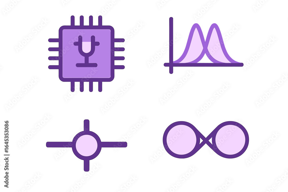 Poster digital technology symbols highlight electronic design and data analysis concepts in a modern settin
