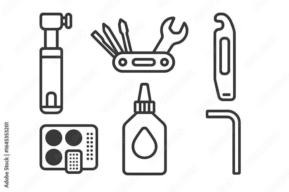 Poster tools and supplies for crafting and diy projects displayed on a flat surface