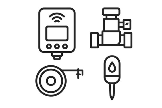 Various types of utility monitoring equipment displayed on a plain background highlighting their functional design