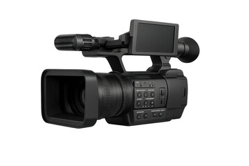 Professional camcorder recording high-quality video with transparent background