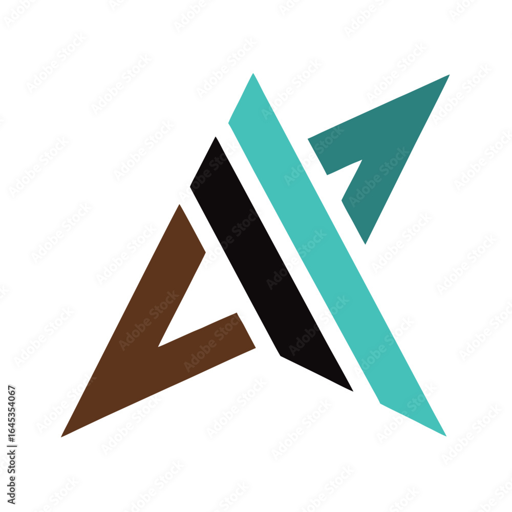 Poster modern abstract geometric logo featuring three overlapping triangles in a clean minimalist design