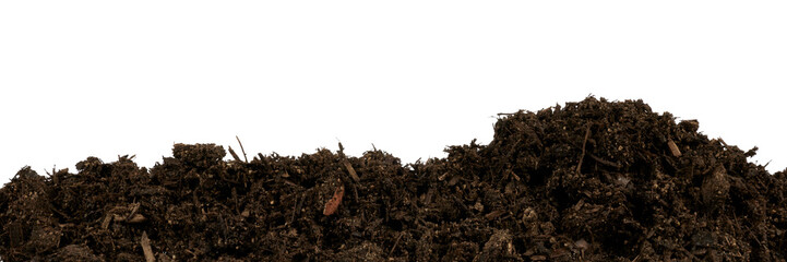 fresh dark humus soil earth border isolated on white or transparent png