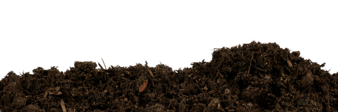 fresh dark humus soil earth border isolated on white or transparent png