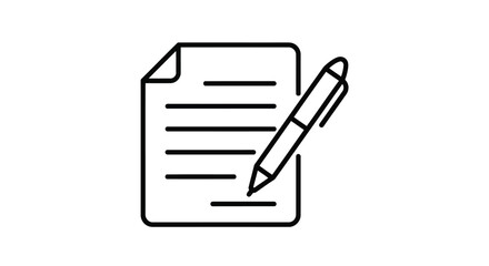 Document with pen for signing isolated on white background, representing agreement