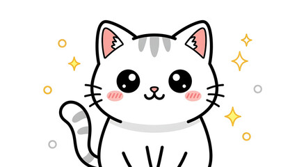 Obraz premium かわいい猫と子猫のイラスト – 癒し系で可愛らしい動物イラスト