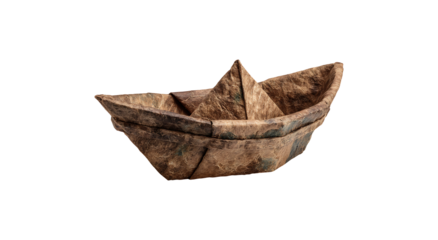 Classic Paper Boat Made of Paper, isolated on transparent background, PNG