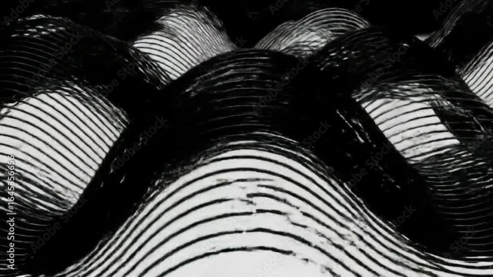 Poster a striking abstract monochrome background features undulating black and white lines creating a dynam
