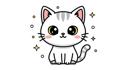 Obraz premium かわいい猫と子猫のイラスト – 癒し系で可愛らしい動物イラスト