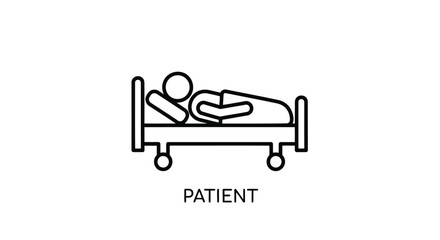 Patient lying in hospital bed isolated on white background, receiving treatment