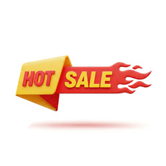3D 'Hot Sale' Banner with Flames – Perfect for E-commerce, Promotion, and Discount Concepts