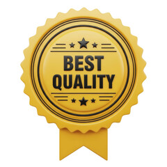 Golden 3D 'Best Quality' Medallion with Ribbon – Perfect for Product Excellence and Customer Trust Concepts