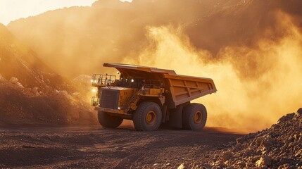 Autonomous electric mining trucks at a sustainable lithium site, engineers analyzing samples in warm earthy tones.