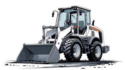 A Grayscale Illustration of a Powerful Front-End Loader