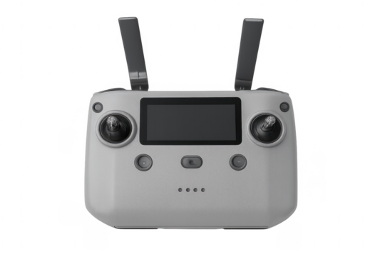 Drone controller with dual antennas on a transparent background - Powered by Adobe