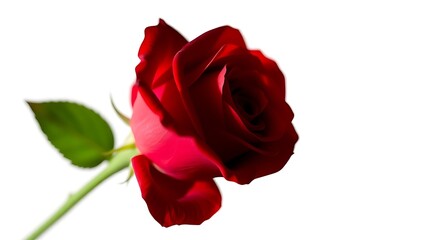 Naklejka premium A single red rose in full bloom stands isolated with dramatic lighting.