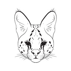 Clean Serval Line Art – Serval Vector Illustration Smooth Drawing with Modern Design – Serval Drawing – Line Art Drawing of Serval – Serval Icon

