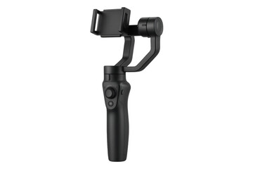Professional smartphone gimbal stabilizer on transparent background