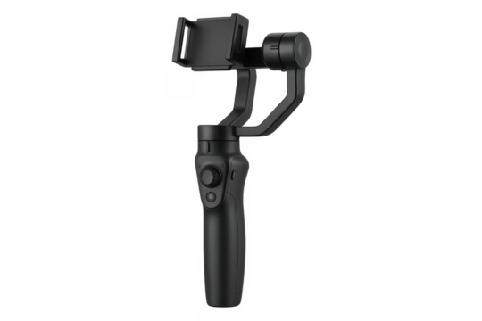 Professional smartphone gimbal stabilizer on transparent background