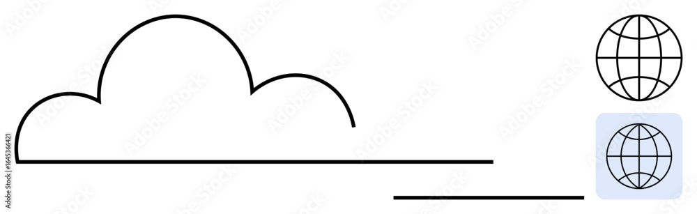 Poster abstract cloud linked to globe outline, representing connectivity and information sharing. ideal for