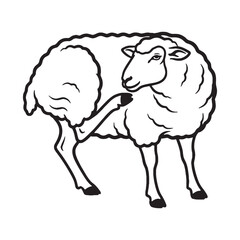 Detailed Farm Sheep Line Art – Sheep Vector Illustration Artistic Drawing with Clean Wool Effect – Sheep Drawing – Line Art Drawing of Sheep – Sheep Icon

