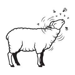 Woolly Sheep Line Art – Sheep Vector Outline Drawing with Textured Design – Sheep Drawing – Vector of Sheep – Sheep Outline

