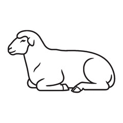 Minimalist Sheep Line Art – Sheep Vector Illustration Simplified Drawing with Gentle Style – Sheep Drawing – Line Art Drawing of Sheep – Sheep Icon

