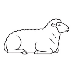 Charming Sheep Line Art – Sheep Vector Outline Drawing with Soft Rounded Wool – Sheep Drawing – Vector of Sheep – Sheep Outline

