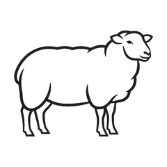 Minimal Sheep Line Art – Sheep Vector Illustration Clean Drawing with Smooth Curves – Sheep Drawing – Line Art Drawing of Sheep – Sheep Icon

