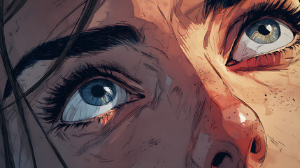 Enigmatic Gaze Close-Up Illustration of a Woman's Captivating Eyes