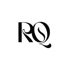 RQ monogram logo design letter text name symbol monochrome logotype alphabet character simple logo