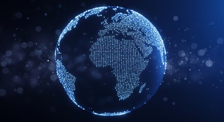 Luminous Digital Earth Globe Composed of Glowing Binary Code