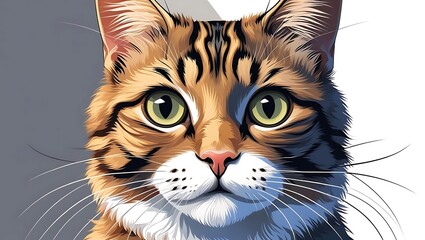 A Close-Up Portrait of a Beautiful Brown Tabby Cat