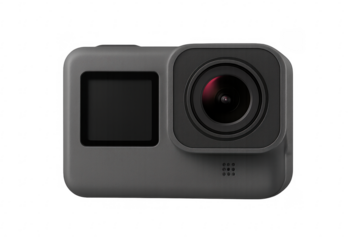 Modern action camera isolated on transparent background