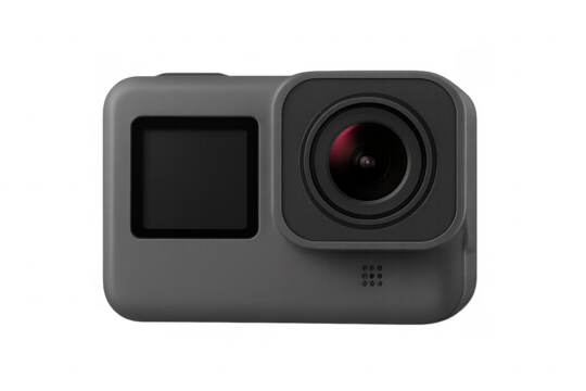 Modern action camera isolated on transparent background