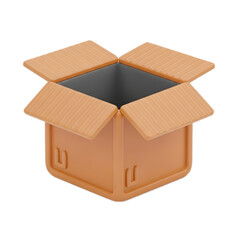 Open cardboard box ready for shipping goods and delivery service use