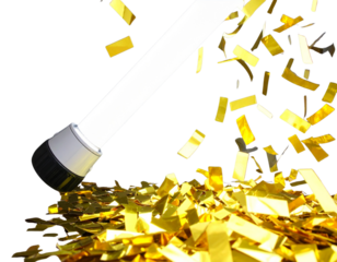 Single Spotlight Beam with Floating Golden Confetti, Dark Background, Isolated