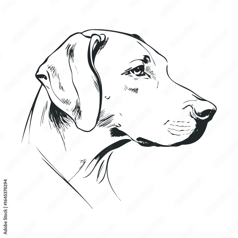 Poster detailed sketch of a dog profile for artistic use in design projects