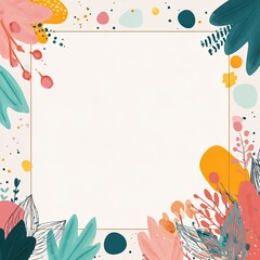 Fototapeta premium Abstract floral frame on white background