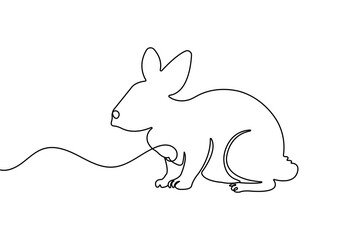 Rabbit sitting continuous one line drawing and minimalist style isolate outline vector illustration design
