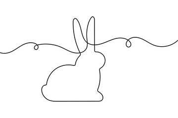 Rabbit sitting continuous one line drawing and minimalist style isolate outline vector illustration design
