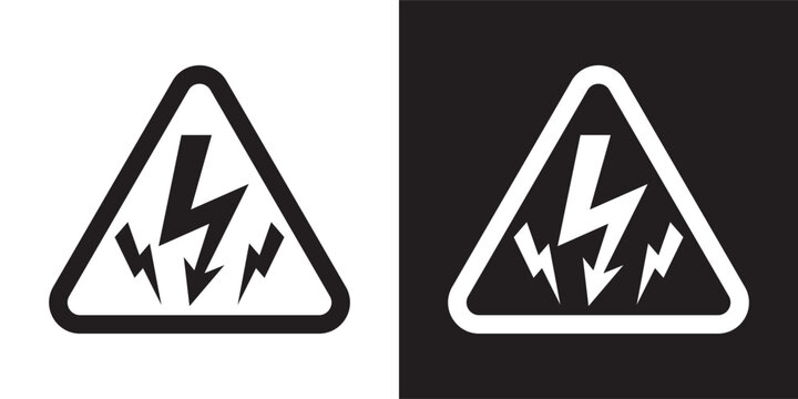 High voltage triangle vector icon. Two-color version on a black and white background. Vector illustration.