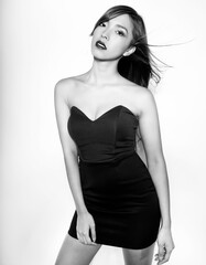 Fototapeta premium Beautiful asian woman with long dark and healthy hair and clear skin