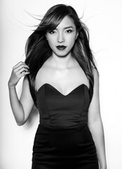 Fototapeta premium Beautiful asian woman with long dark and healthy hair and clear skin