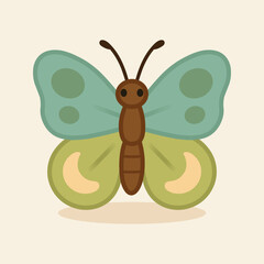 Cute cartoon butterfly illustration, perfect for product packaging, labels, web design, banners, book illustrations and art prints with a playful, child-friendly style. 